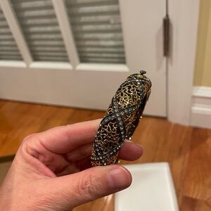 Princess Amanda Borghese ornate two tone rhinestone bangle bracelet